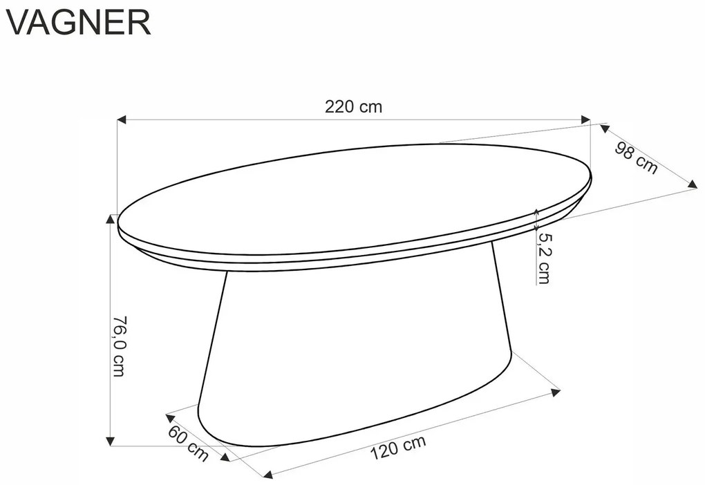 Stół owalny VAGNER 220x98 orzech HALMAR