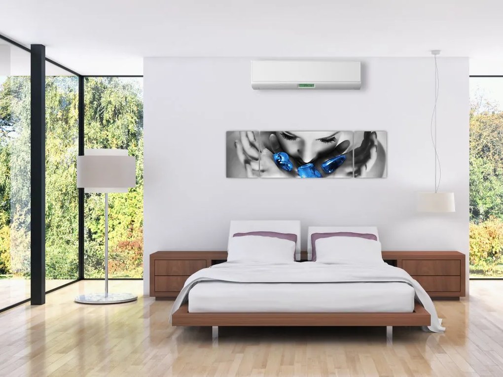Obraz portretu kobiety z kamieniami (170x50 cm)