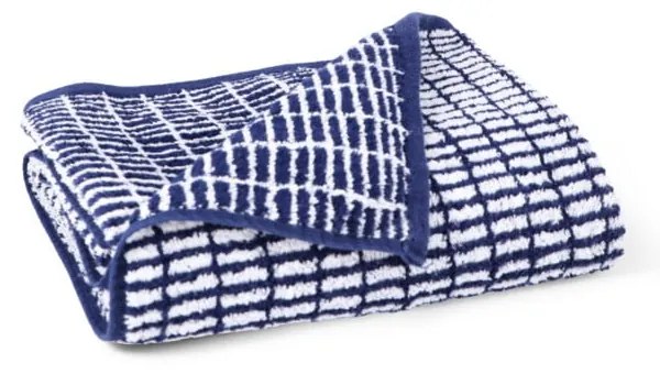 Biały/niebieski ręcznik kąpielowy z mieszanki bambusa frotte 70x140 cm Nuance – JUNA