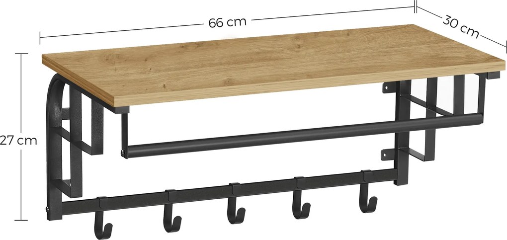 Industrialny wieszak na ubrania z półką dąb artisan D3-P25