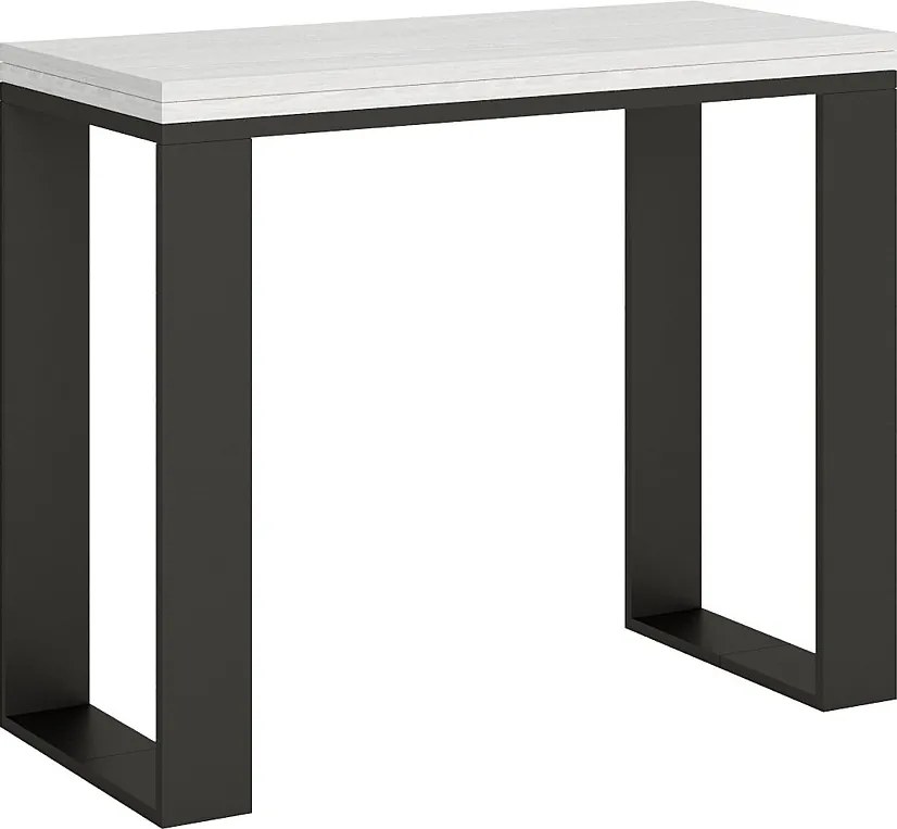 Konsola rozkładana 90x40/300 cm Tecno Frassino biała rama w kolorze Antracytu