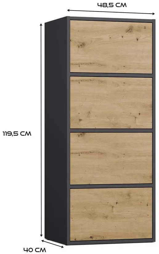 Nowoczesny regał zamykany antracyt + dąb artisan C2-L55