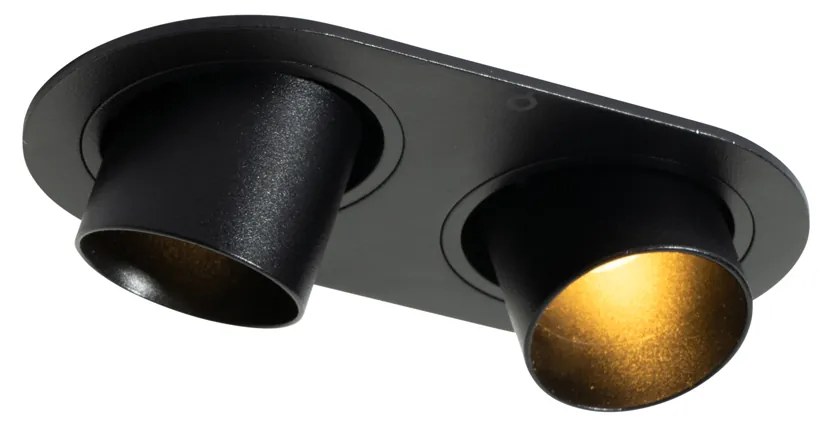 Okrągły podtynkowy reflektor czarny GU10 35 mm, regulowany, 2-punktowy - Installa