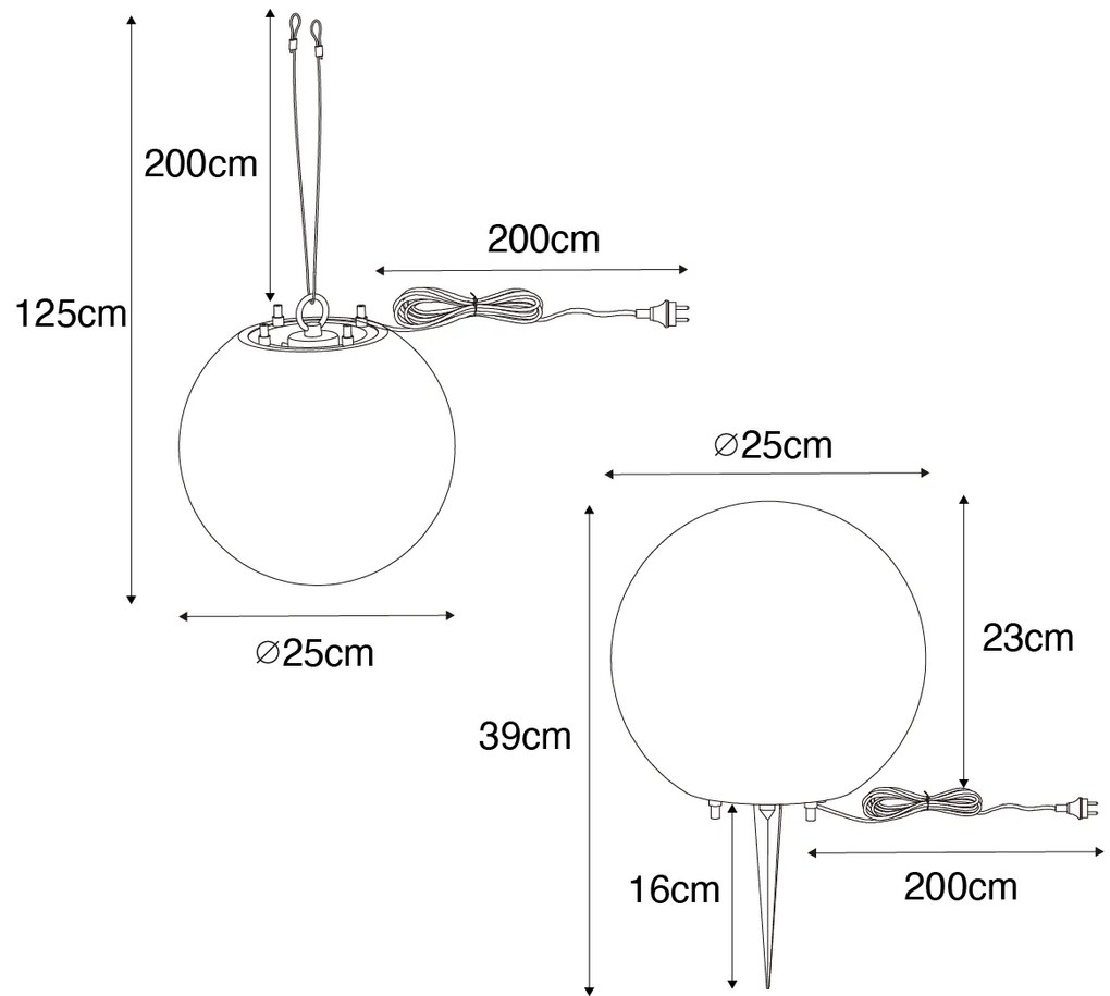 Zewnetrzna Inteligentna lampa zewnętrzna biała 25 cm IP65 z LED - Nura Nowoczesny Oswietlenie zewnetrzne