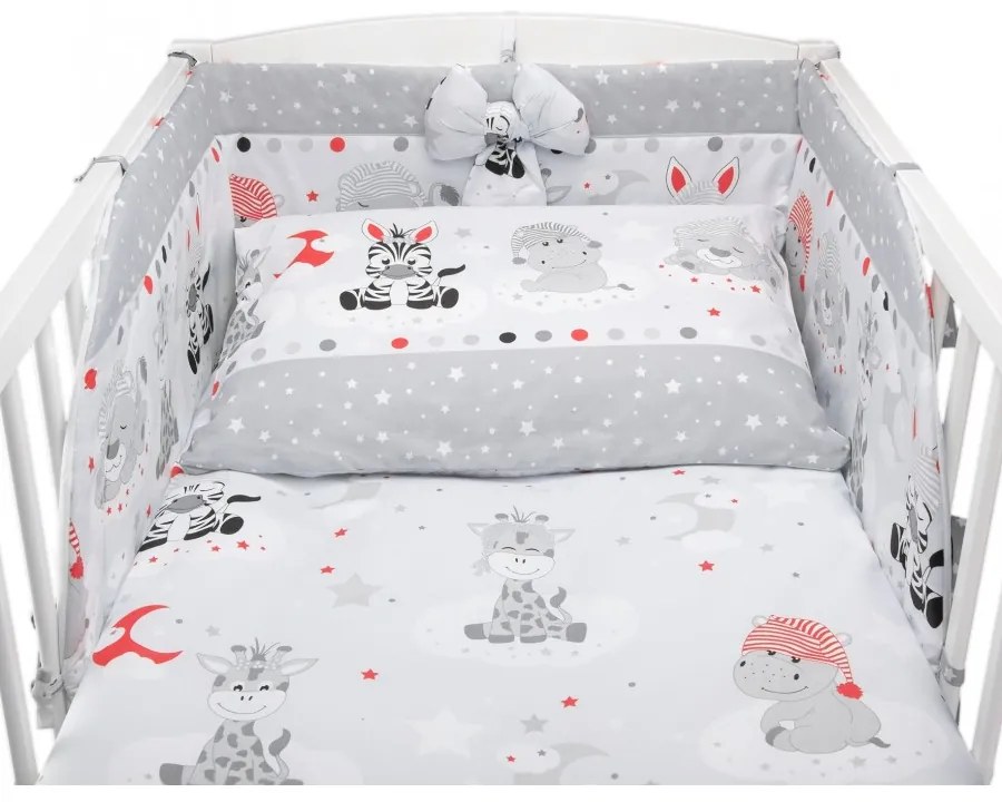 Pościel 120x90 Z Ochraniaczem I Wypełnieniami Do łóżeczka 120x60 - Zebra żyrafa Szara
