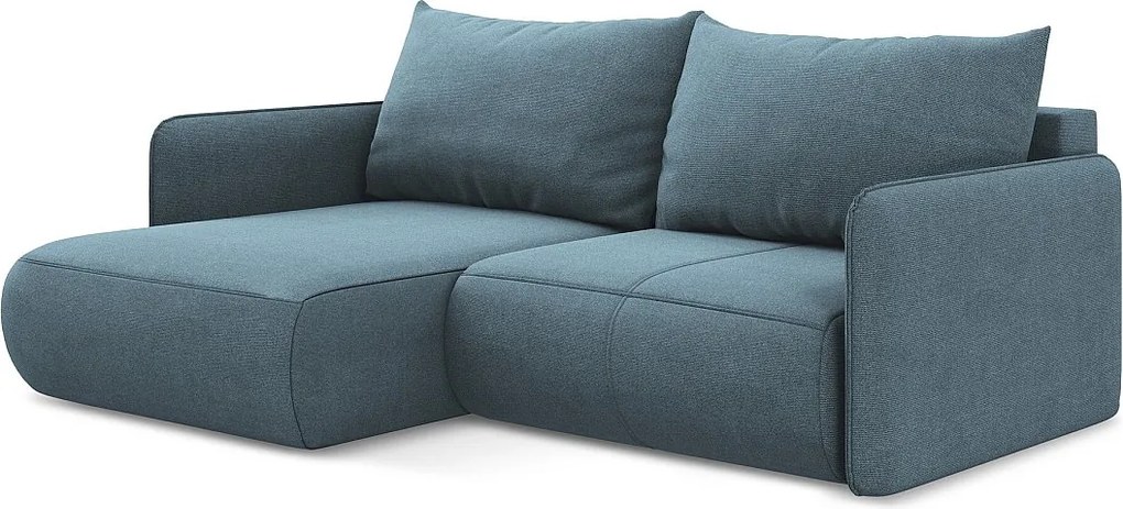 Narożnik lewostronny z funkcją spania - z tkaniny strukturalnej - jasny niebieski - NANEA