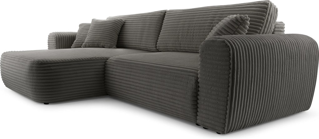 Masseno Narożnik VIVA z funkcją spania i pojemnikiem na pościel Narozniki L, Rozkładana sofa - Szary, TILIA 90