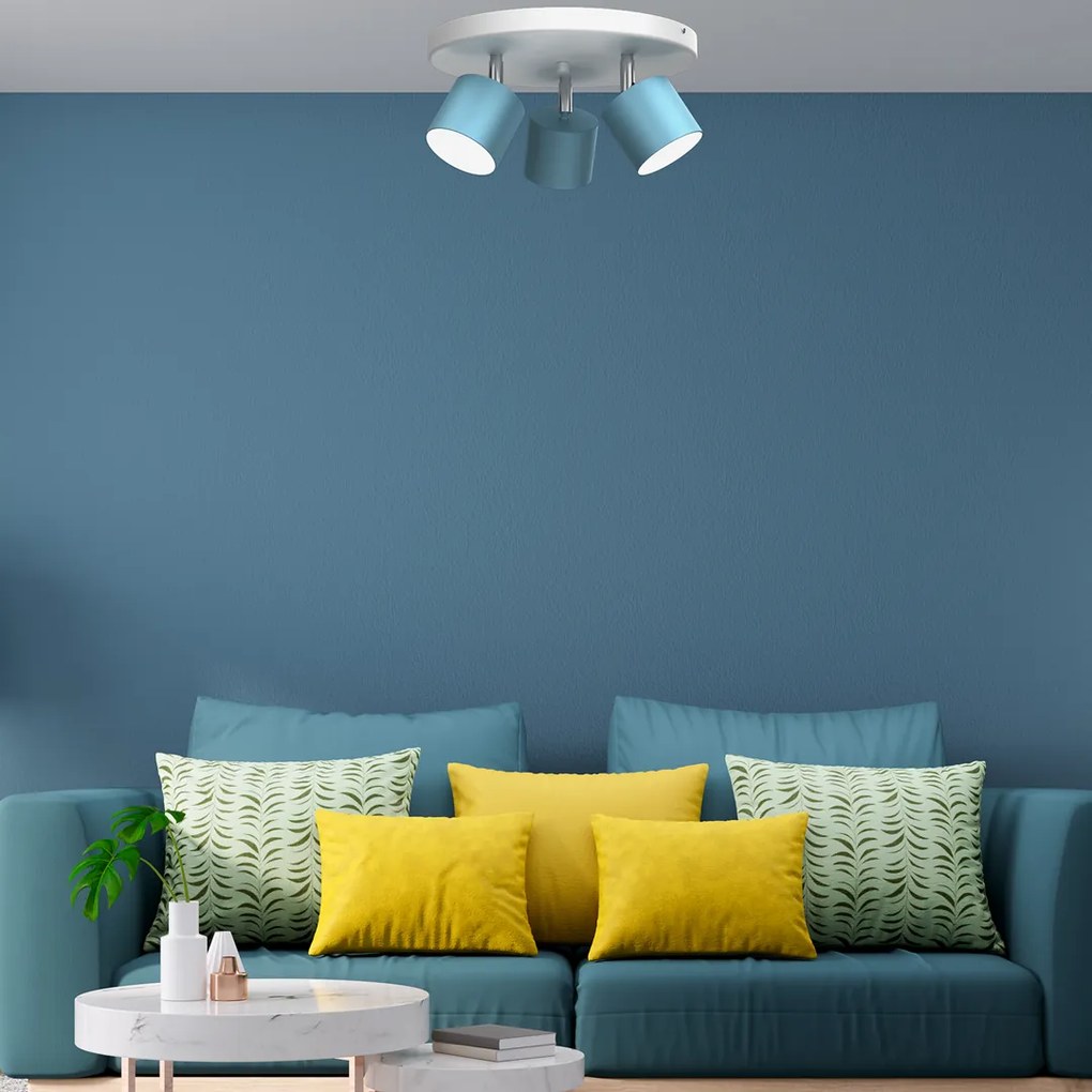 Lampa sufitowa DIXIE BLUE/WHITE 3xGX53, potrójna, na kole, niebieska, kierunkowa
