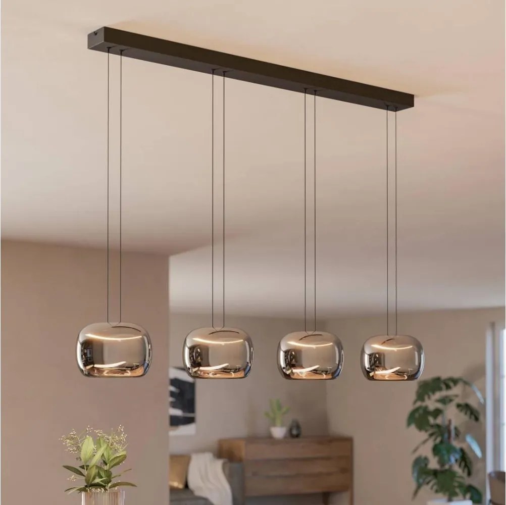 Eglo 390433 - LED ściemnialna lampa wisząca na linkach HORTUNAS 4xLED/5,8W/230V czarna/przydymiona