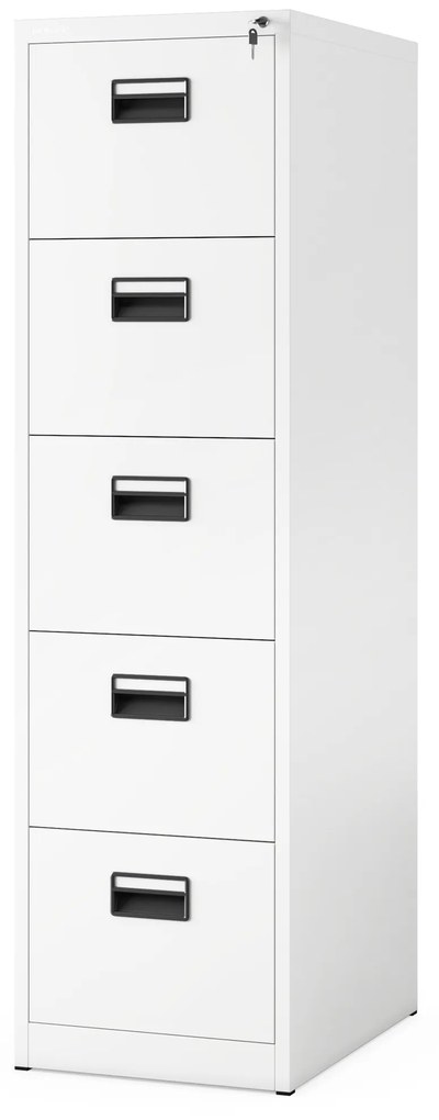 Szafa kartotekowa metalowa z 5 szufladami biała, 460x1625.5x620 mm: SARA