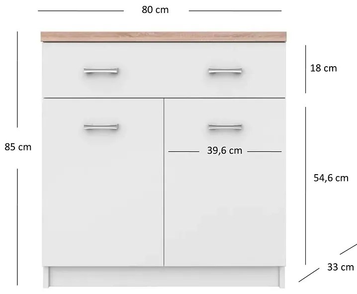 Biała komoda z szufladą i półkami 80 cm Biter