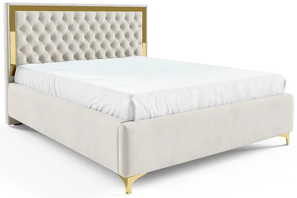 Białe pikowane łóżko w stylu glamour G1-P73