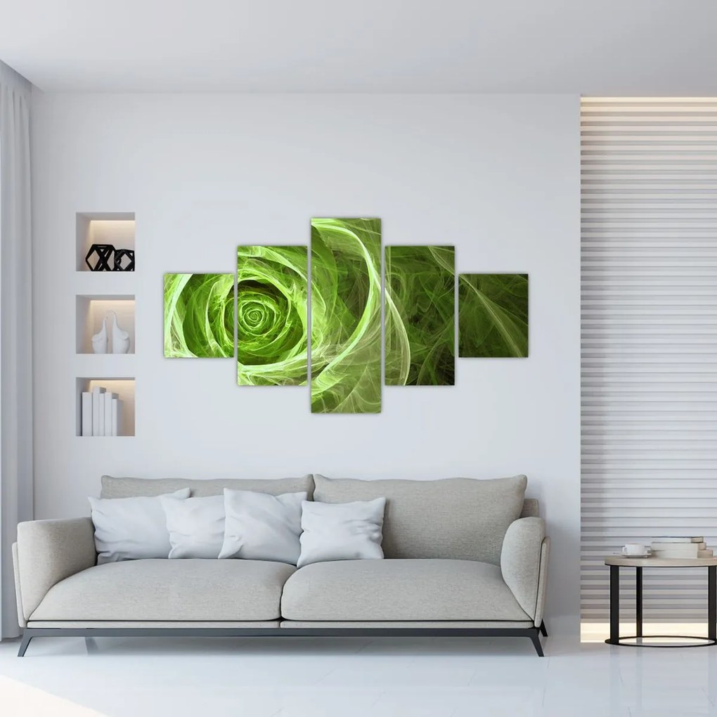 Obraz - Abstrakcyjny zielony róż (125x70 cm)