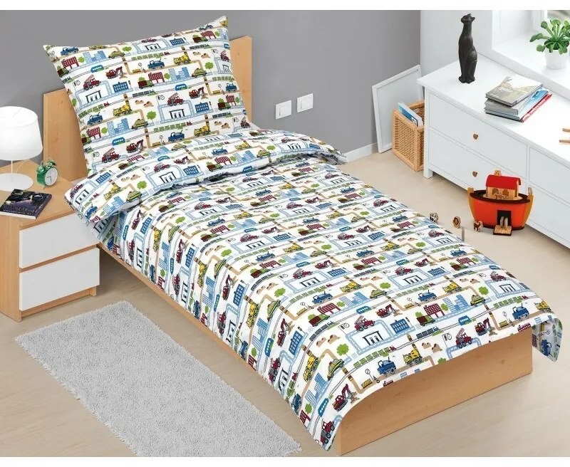 Bellatex Pościel dziecięca bawełniana Junior Cityzielona, 140 x 200, 70 x 90 cm
