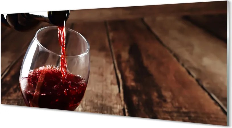Panel szklany do Kuchni Degustacja Wina na Drewnie