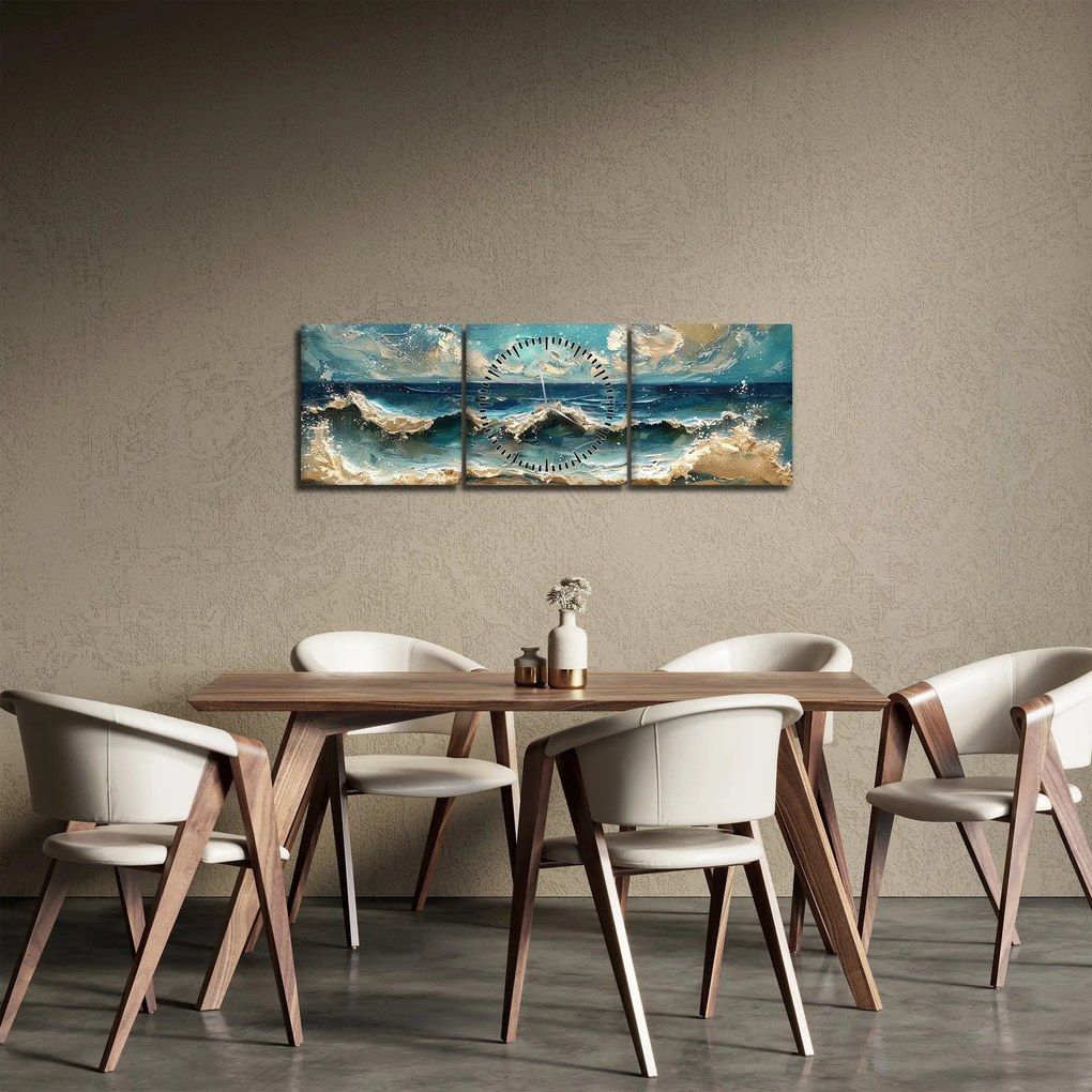 Obraz - Malowanie morza (z zegarem) (90x30 cm)