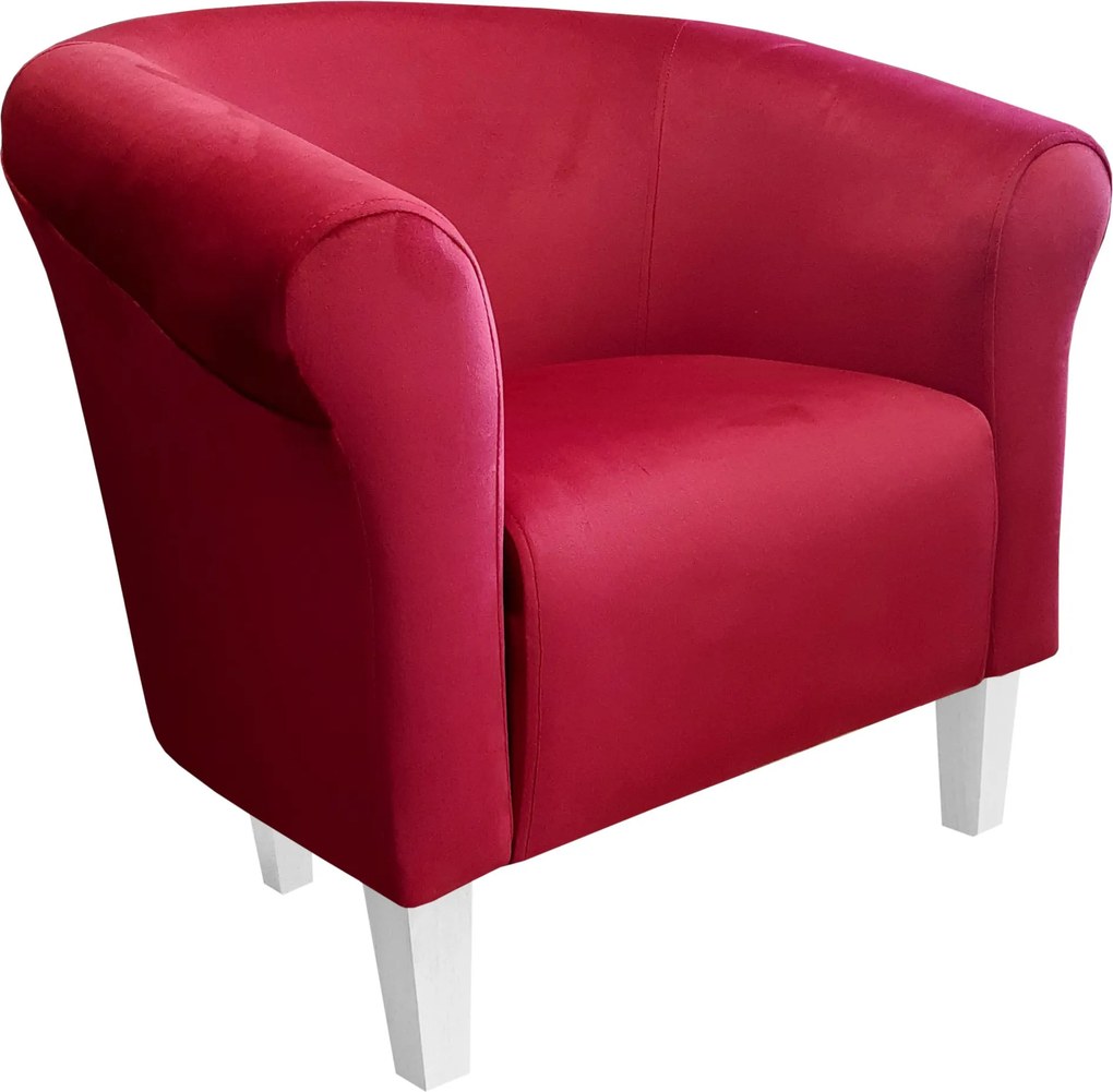 Fotel Milo tkanina Welur wygodny fotel tapicerowany do salonu i sypialni : Kolor nogi - Biała, Kolor tkaniny - VELVET - MG31, Wysokość nogi - 15 cm