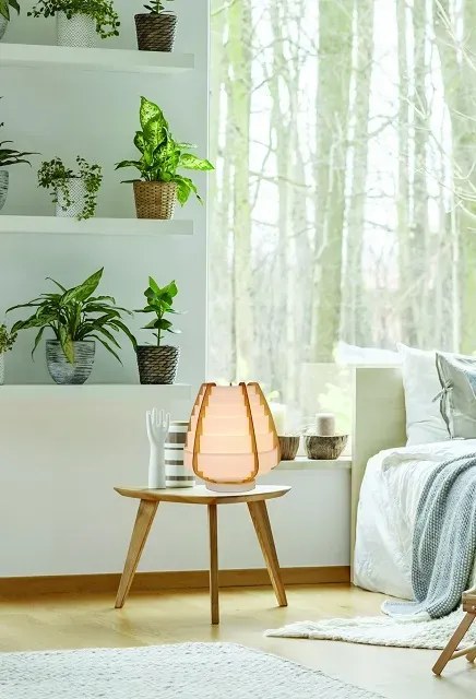 Drewniana pękata lampa na stół - V041 H7-Z32