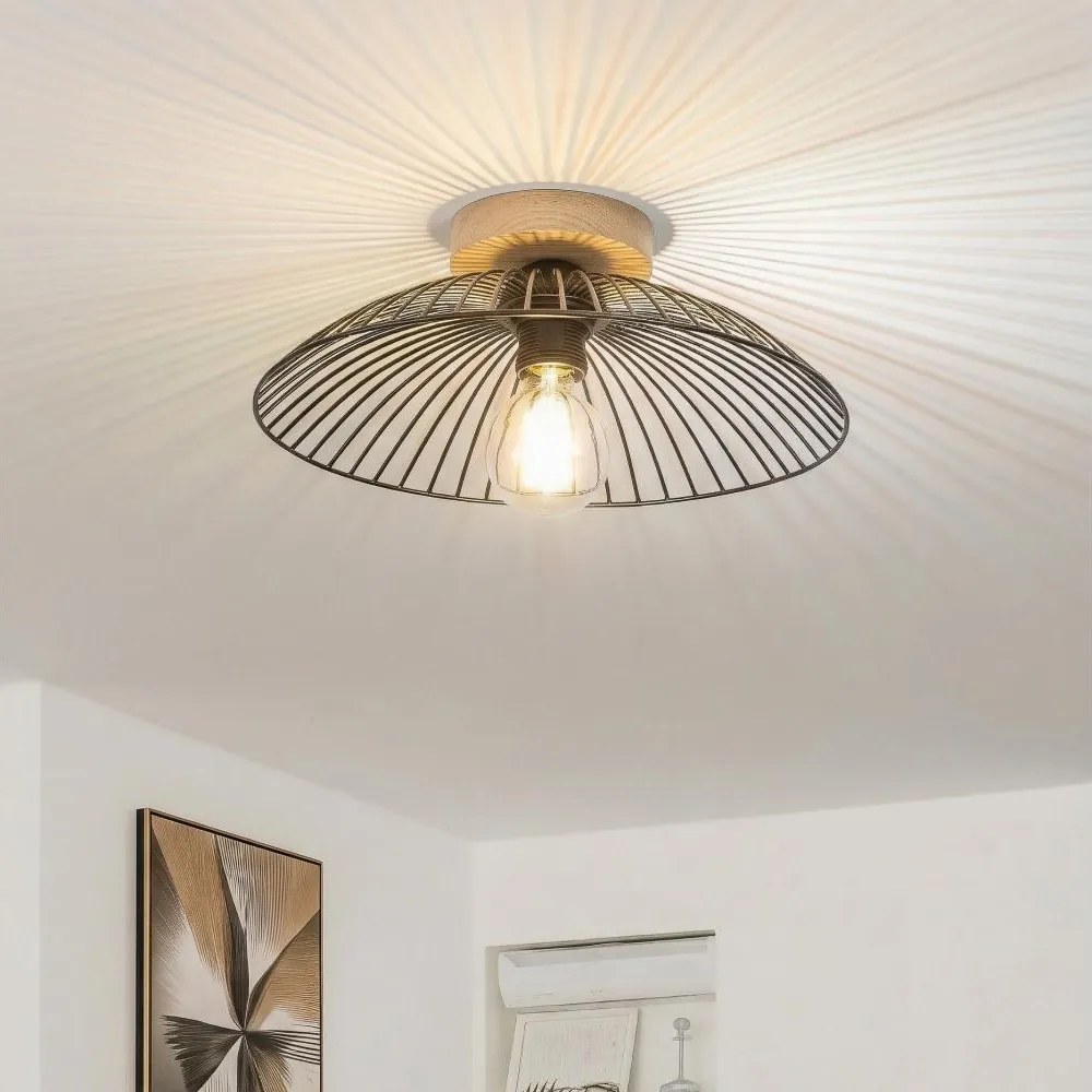 Brilagi - LED Przysufitowy żyrandol CERIA WIRE 1xE27/40W/230V śr. 26 cm czarny/dąb