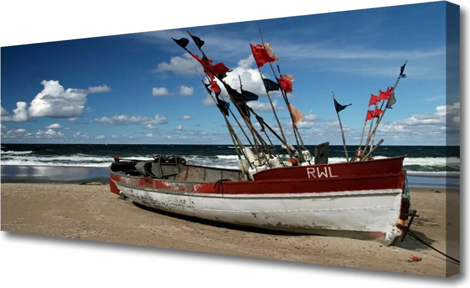 Obraz na płótnie Łódź na Piaszczystym Brzegu