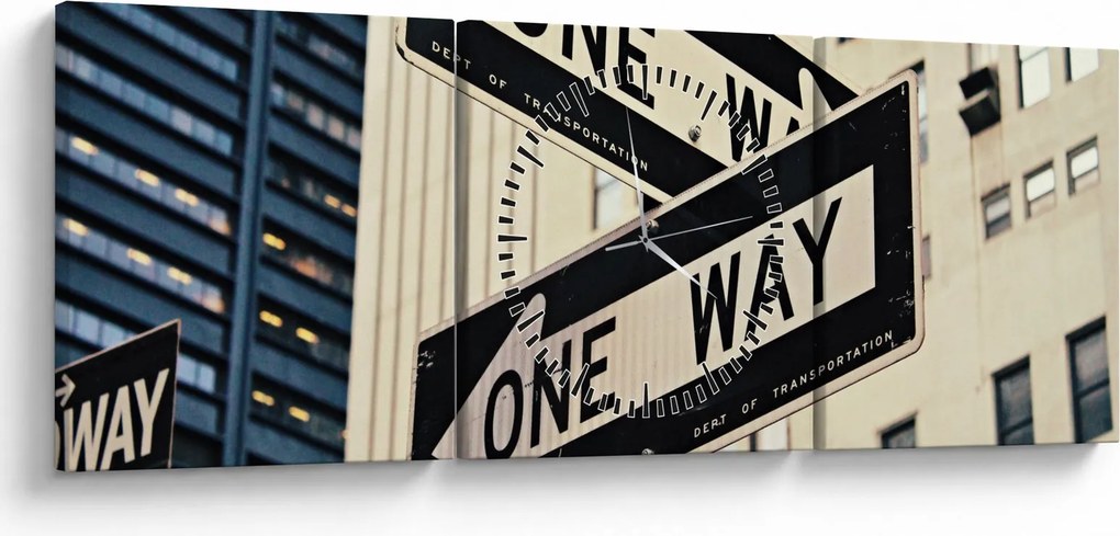 Obraz - New York ONE WAY (z zegarem) (90x30 cm)