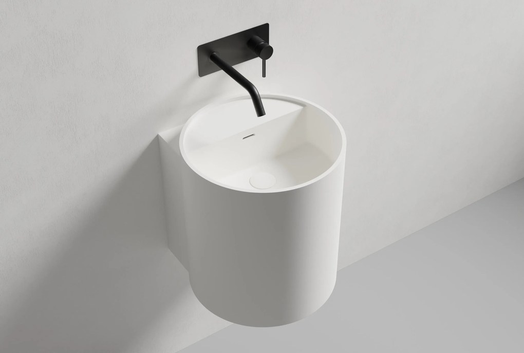 NT2440 umywalka ścienna z odlewu mineralnegoBiały mat - z otworem na baterię - możliwość wyboru odpływu - 40 x 42 x 45 cm