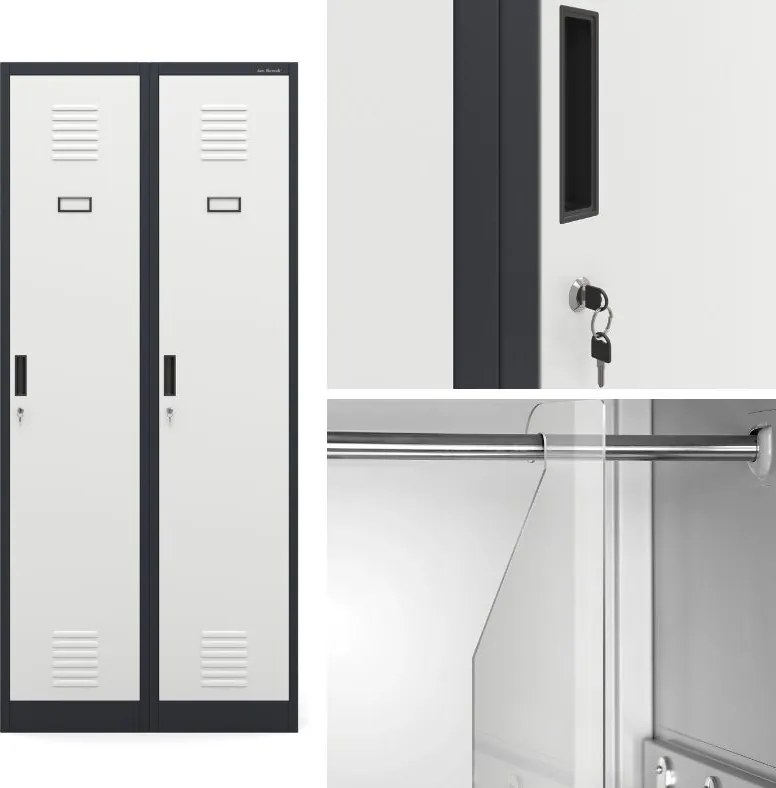 Szafa socjalna czterokomorowa Kacper 80x50x180 cm antracyt/biały