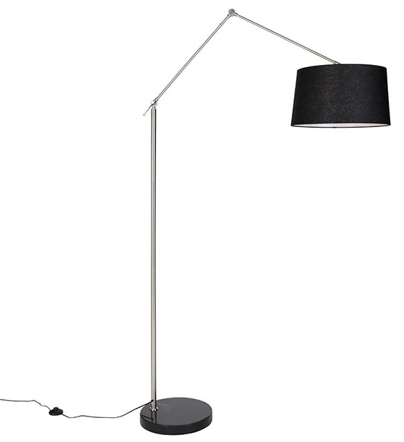 Nowoczesna lampa podłogowa stalowa z abażurem z czarnego lnu 45 cm - Editor Nowoczesny Oswietlenie wewnetrzne