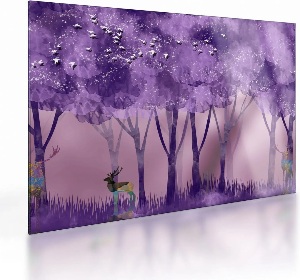 Obraz na szkle - Jeleń w magicznym lesie (70x50 cm)