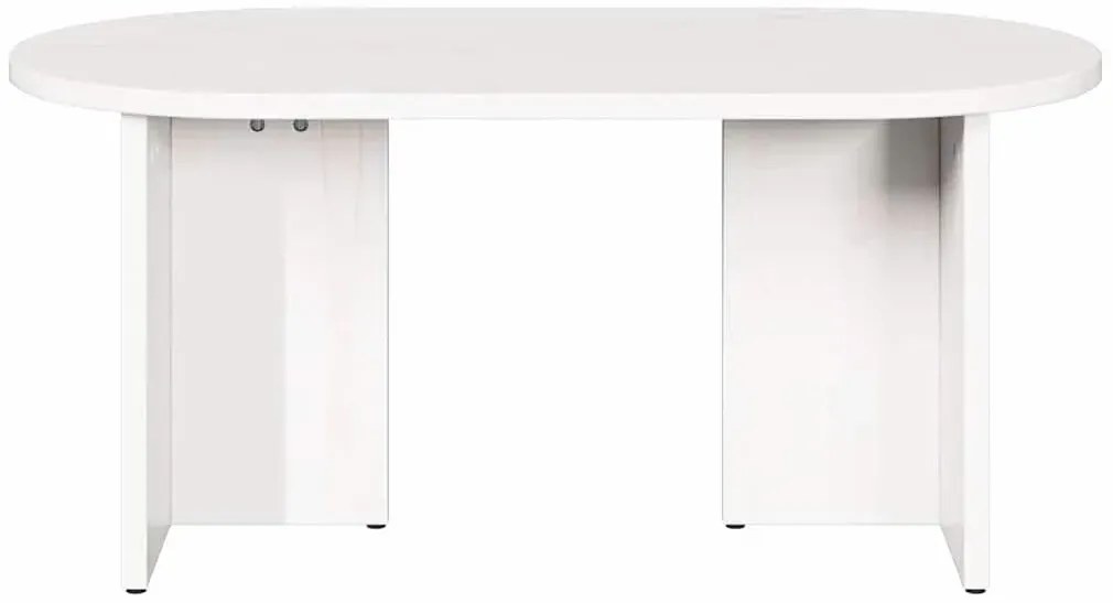 Biały sosnowy stolik kawowy owalny P8-G68