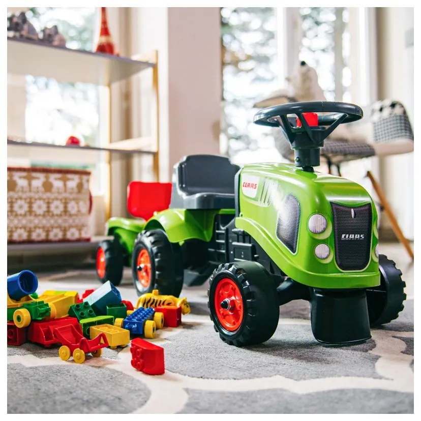 Falk traktorek baby claas zielony z przyczepką + akc. od 1 roku