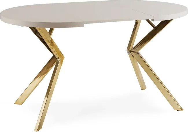 Stół Okrągły Rozkładany LUKAS 100-250 cm Kaszmir/Złoty Glamour