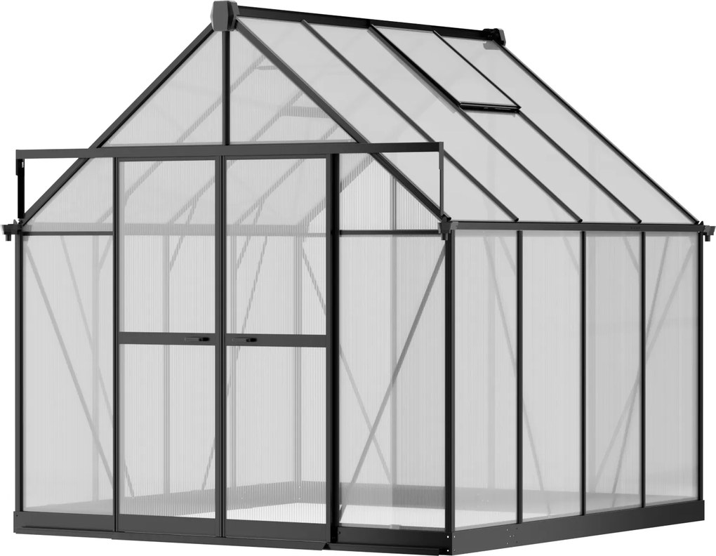 Szklarnia 234 × 244 × 254 cm, wzmocniona konstrukcja, poliwęglan 6 mm
