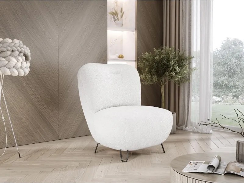 Fotel LUIS skandynawski wolnostojący na metalowych nogach w tkaninie NOW OR NEVER 01