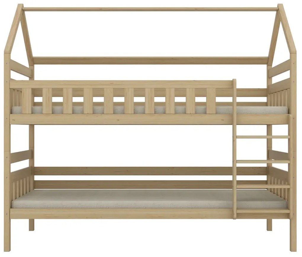 Łóżko piętrowe domek FELIKS 200x80 sosna lakierowana drewniane KOCOT KIDS