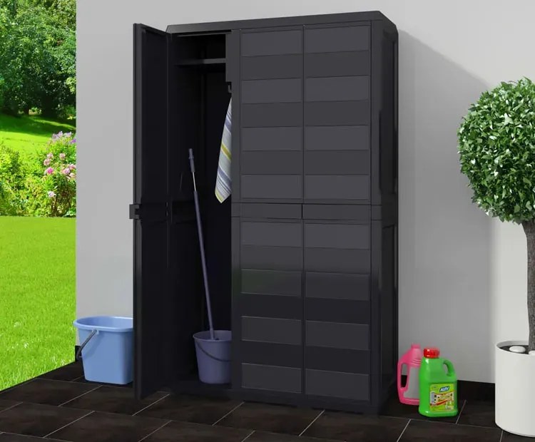 Czarna szafa gospodarcza do piwnicy i ogrodu Z1-H30