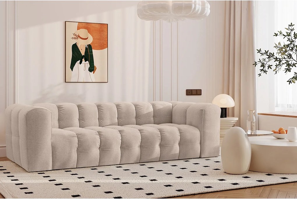 Sofa czteroosobowa BALOO, tkanina szenilowa, Beżowy