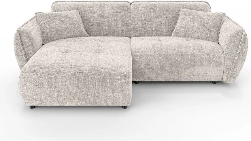 Beżowy narożnik z tkaniny szenilowej (lewostronny/z szezlongiem) Nelia – Ropez