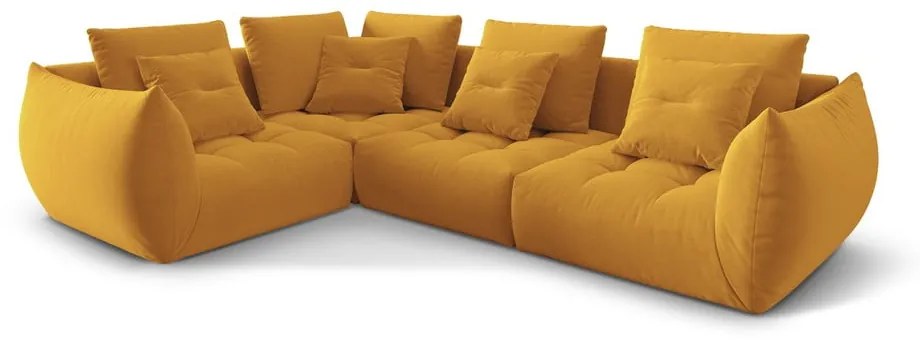 Żółty aksamitny narożnik (lewostronny/w kształcie litery L) Bloom – Micadoni