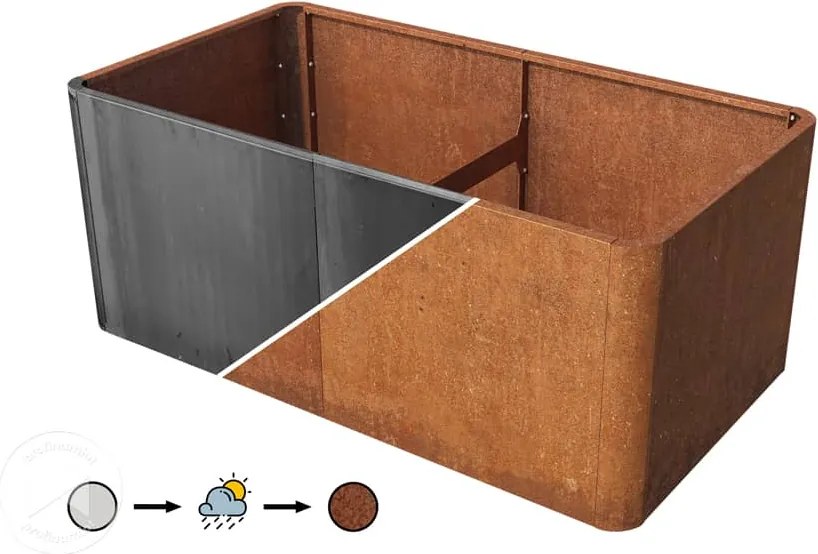PRIMEYARD 146 x 80 x 80 cm Grządka podwyższona, stal corten, optyka rdzy - (GFPV00827)