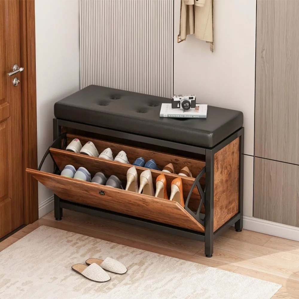 Ławka-półka na buty - 80x30x51 cm, z półką i tapicerowanym siedziskiem, nowoczesny i funkcjonalny design