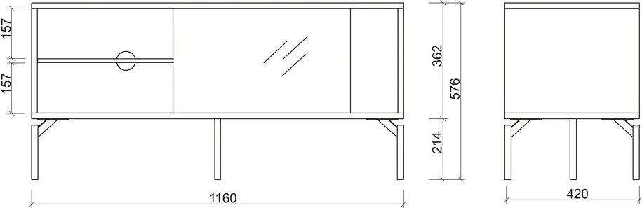 Szarobeżowa szafka pod TV 116x55x42 cm Met Mini – noo.ma