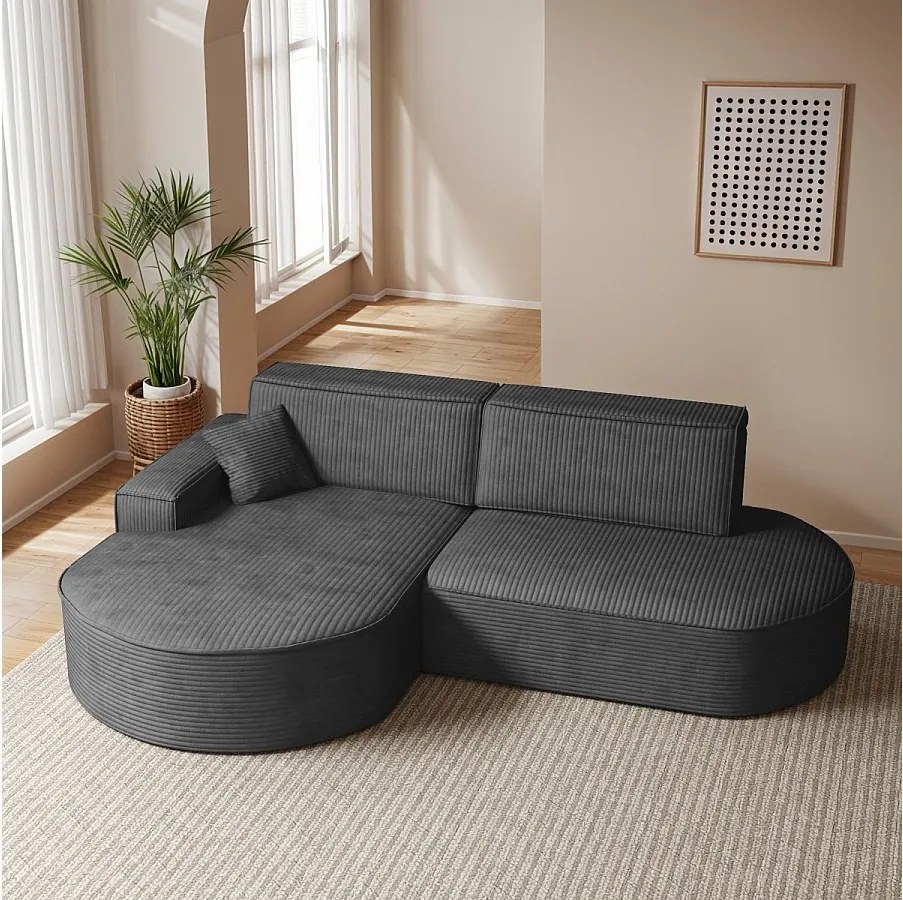 Narożnik Modena Pro, tkanina Poso, Grafitowy, Lewy