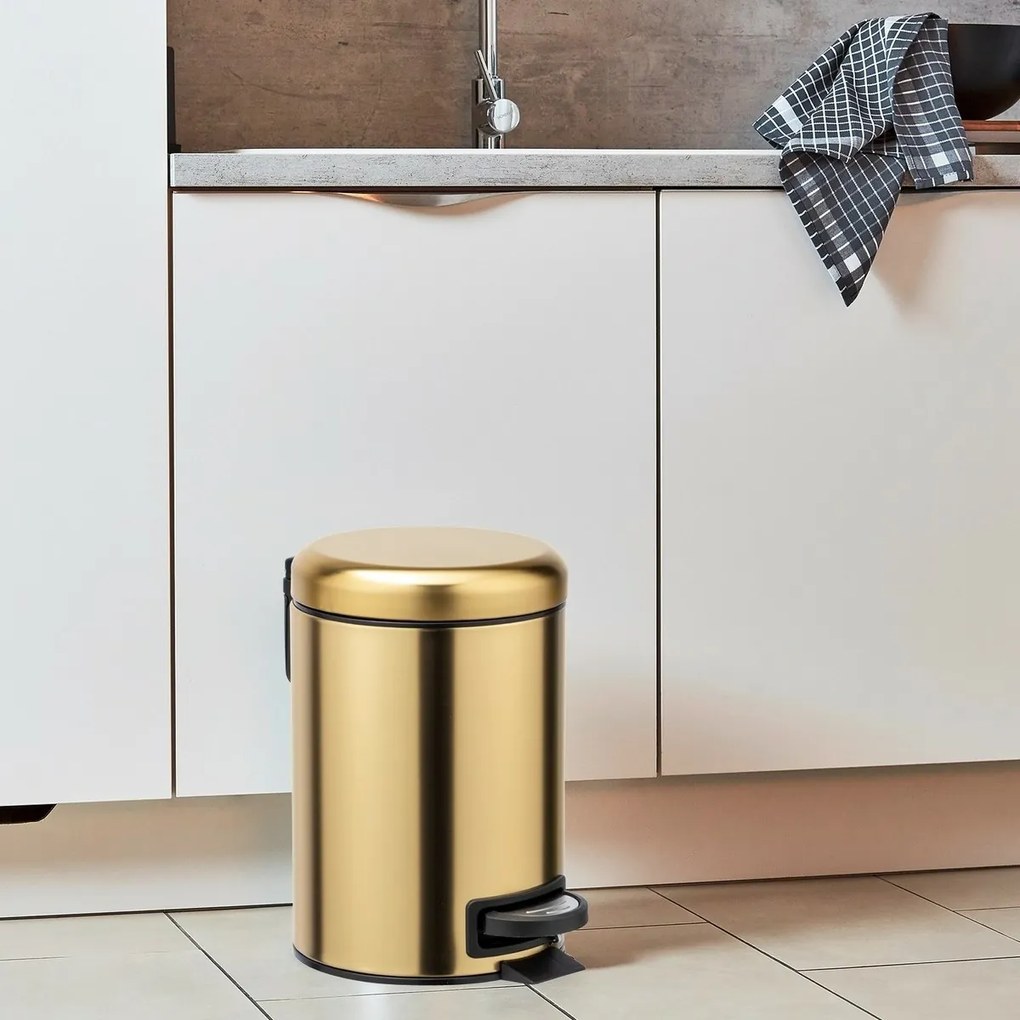 Wenko Kosz na śmieci z pedałem Leman 3 l, matowezłoto, 3 l