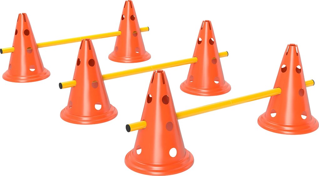 PawHut Zestaw agility dla psów, 3‑częściowy sprzęt do treningu z 6 pachołkami, 3 przeszkodami i torbą do przenoszenia | Aosom PL