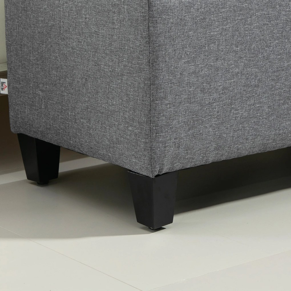 HOMCOM ławka tapicerowana z pojemnikiem na buty do przedpokoju tkanina poliestrowa drewno jasnoszary 100x40x44 cm | Aosom PL