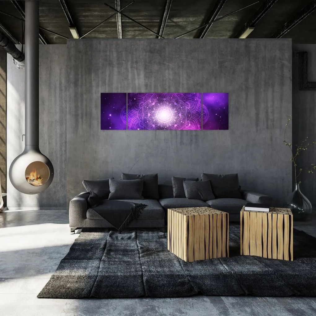 Obraz fioletowej abstrakcji (170x50 cm)