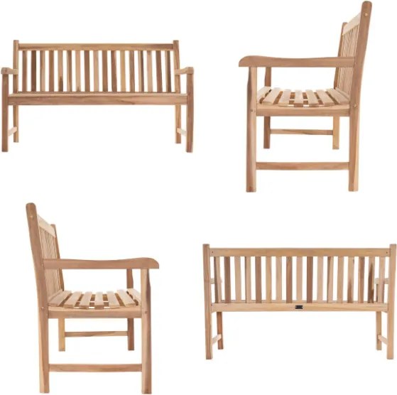 Ławka ogrodowa DIVERO 3-osobowa drewniana 150 cm