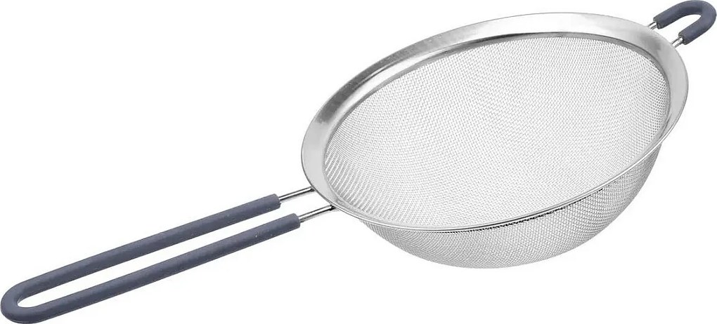 Durszlak i Sitko ze Stali Nierdzewnej "2 w 1" 20cm Szary z Rączką z Silikonu