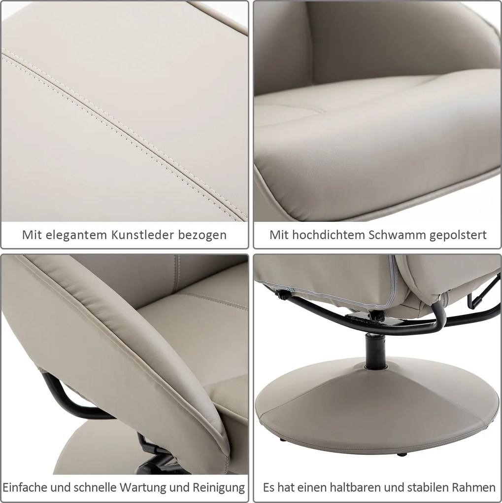 Homcom Relax Chair TV Krzesło Fotel 360° Obrotowy z podnóżkiem